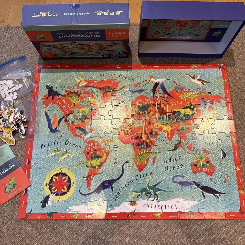 Crocodile Creek Discover Dinosaurs Puzzle 100 Pieces Puzzle And Play